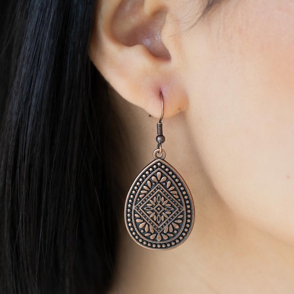 Mayan Mecca Copper Earrings